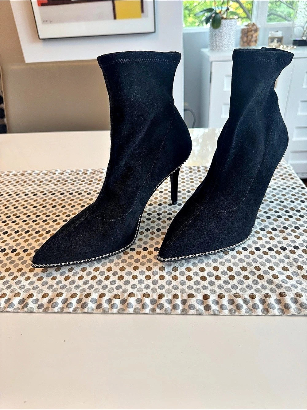 Coach Weston Bootie Pointed Toe Kitten Heel Boots Black US 9.5